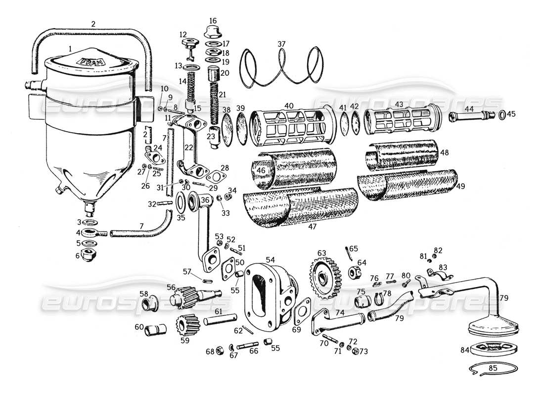 un diagramma delle parti dal catalogo delle parti ferrari 250