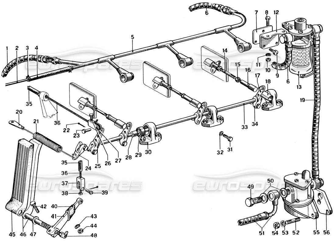 un diagramma delle parti dal catalogo delle parti ferrari 330 gtc coupe