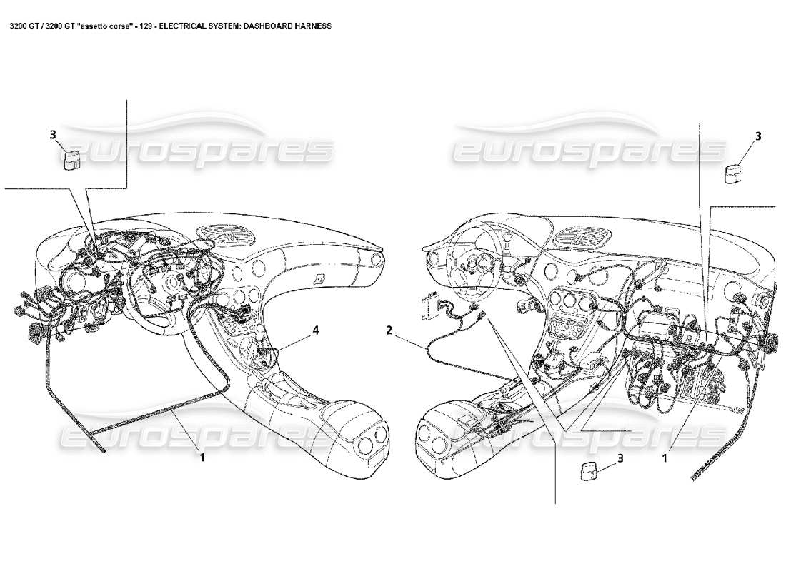 uno schema delle parti dal catalogo delle parti Maserati 3200 GT/GTA/Assetto Corsa