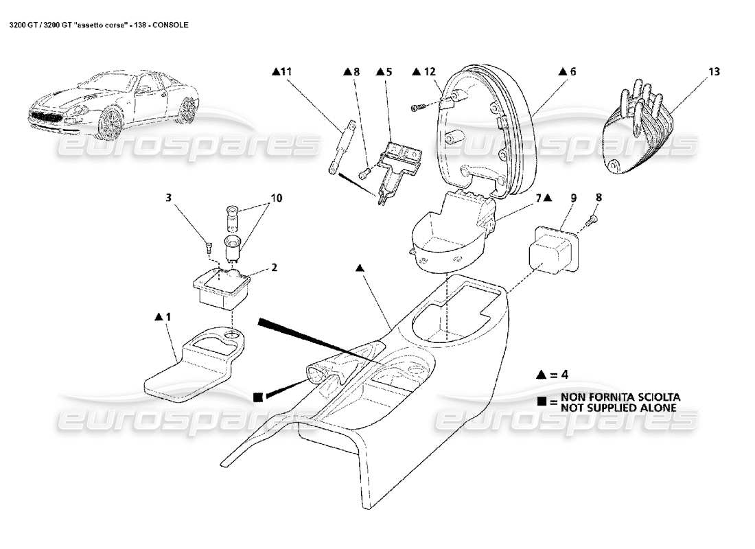 un diagramma delle parti dal catalogo delle parti maserati 3200