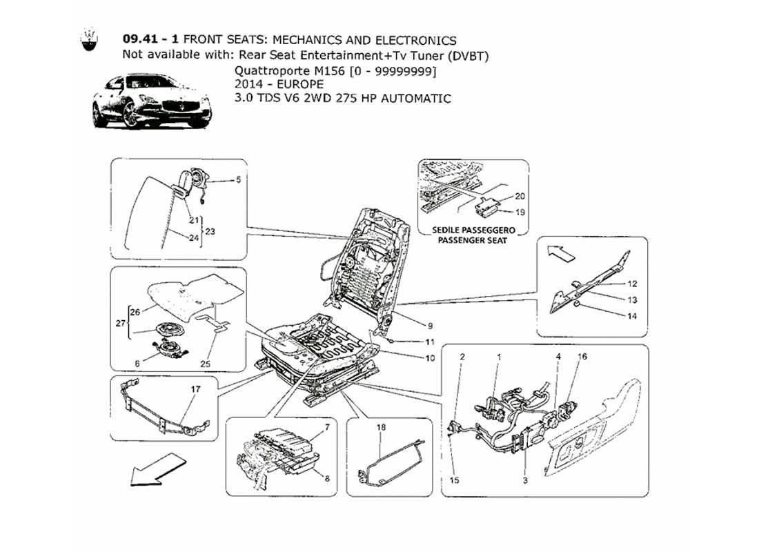 un diagramma delle parti dal QTP Maserati. Catalogo ricambi V6 3.0 TDS 275bhp 2014