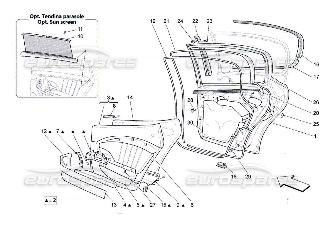 un diagramma delle parti dal catalogo delle parti maserati qtp. (2010) 4.7