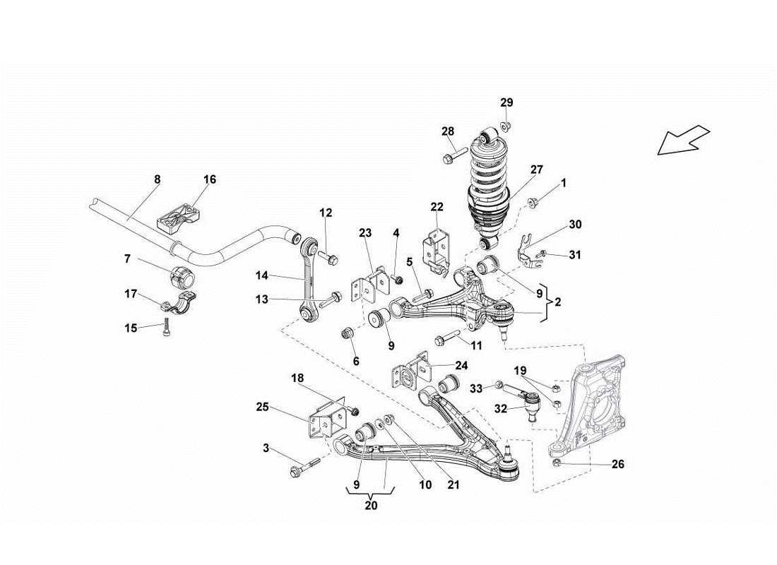 lamborghini gallardo lp560-4s update diagramma delle parti dei bracci anteriori