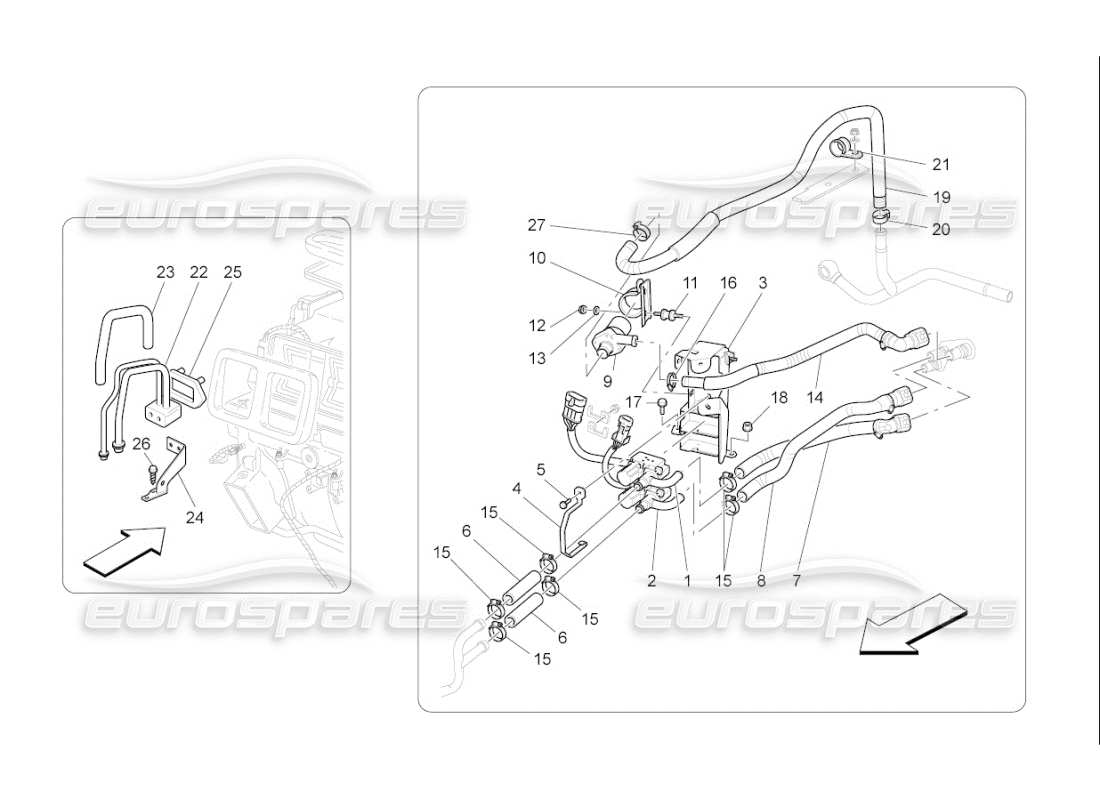 maserati qtp. (2009) 4.7 auto unità a c: diagramma delle parti dei dispositivi del vano motore