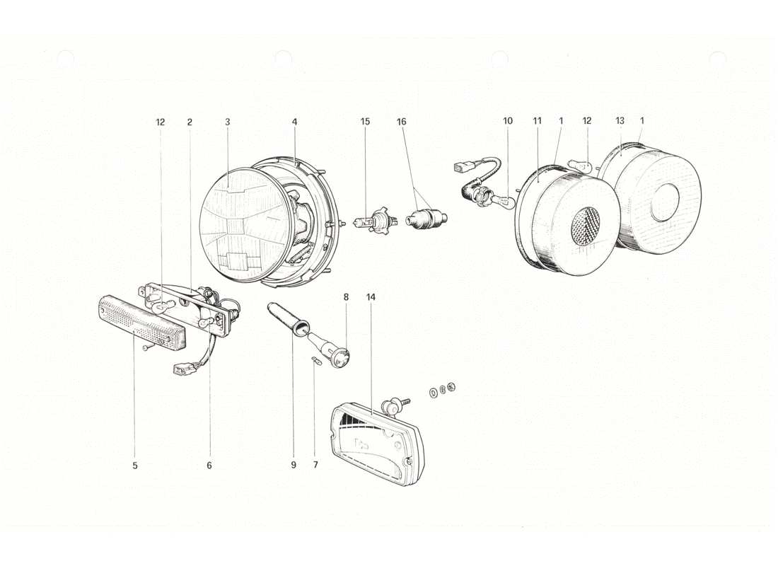 ferrari 208 gtb gts luci diagramma delle parti