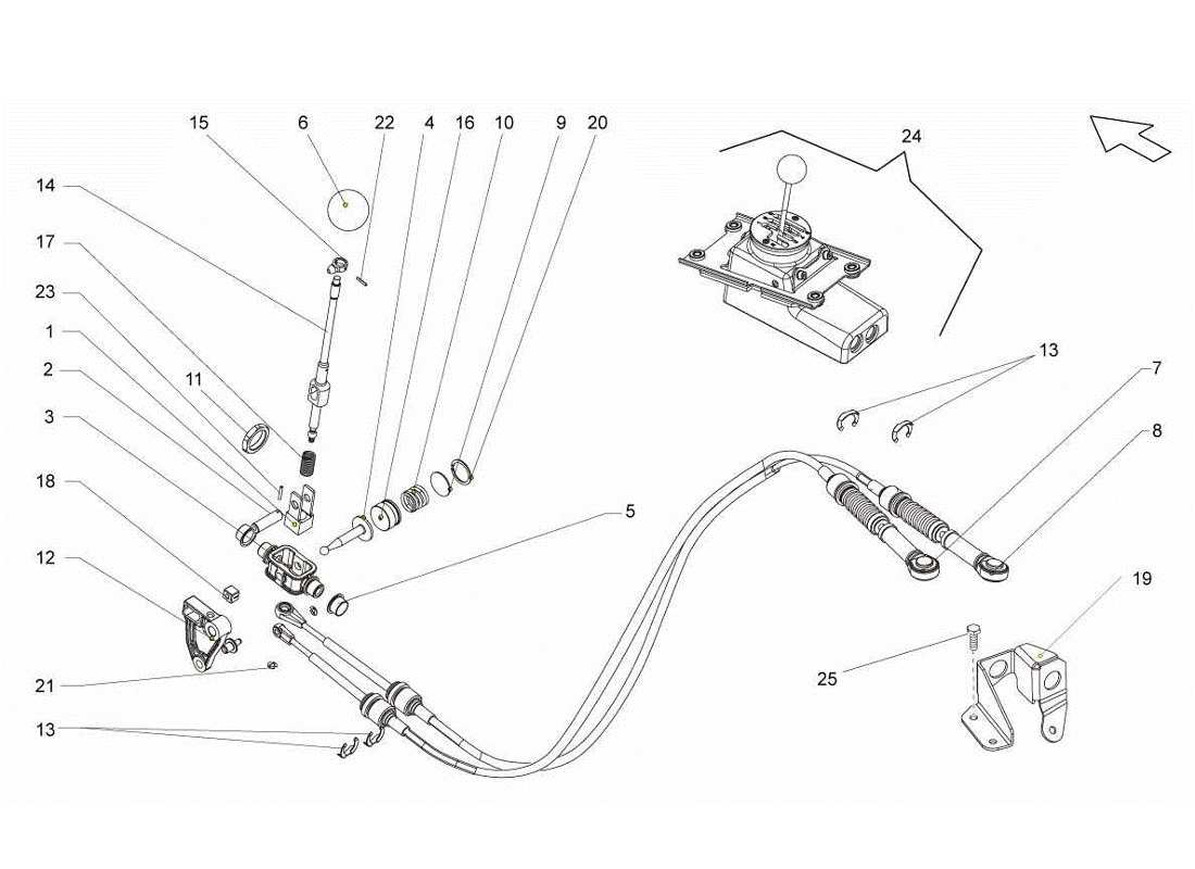 lamborghini gallardo lp560-4s update diagramma delle parti dei comandi della trasmissione manuale