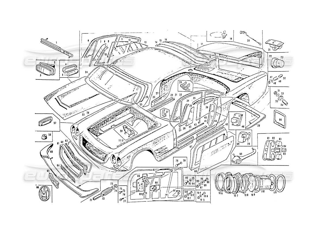 maserati 3500 gt body vignale sebring part diagram