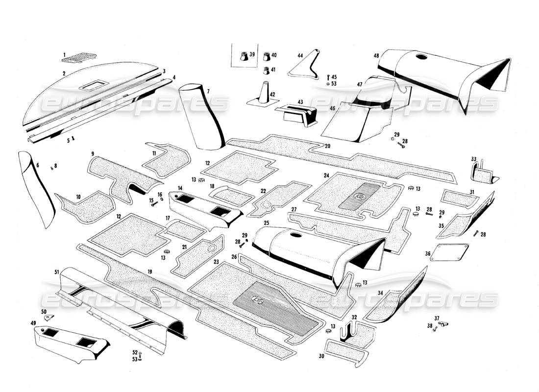 maserati qtp.v8 4.7 (s1 & s2) 1967 diagramma delle parti dei tappeti