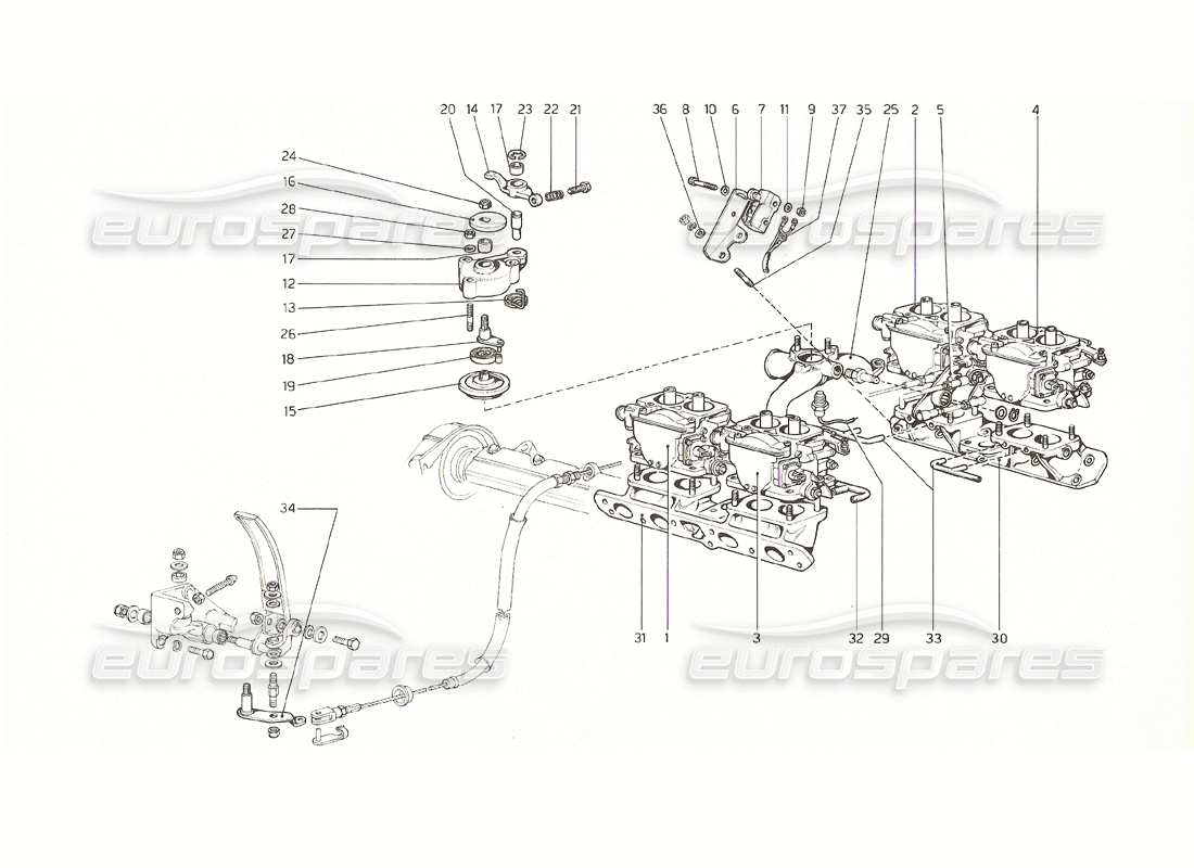 ferrari 308 gt4 dino (1976) diagramma delle parti del dispositivo di inattività veloce (versioni usa e australiana 1976).