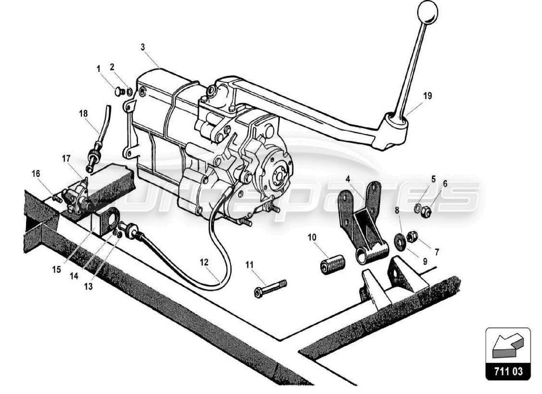 lamborghini 350 gt comandi della trasmissione manuale diagramma delle parti