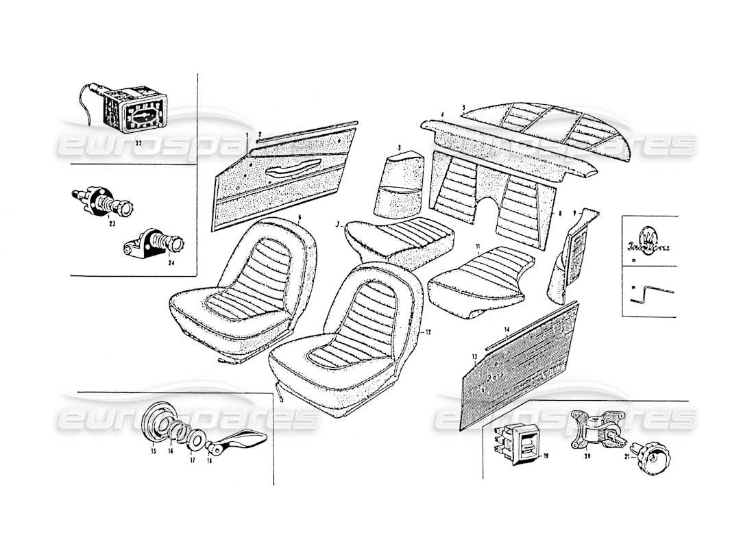maserati 3500 gt schema delle parti gti degli allestimenti interni