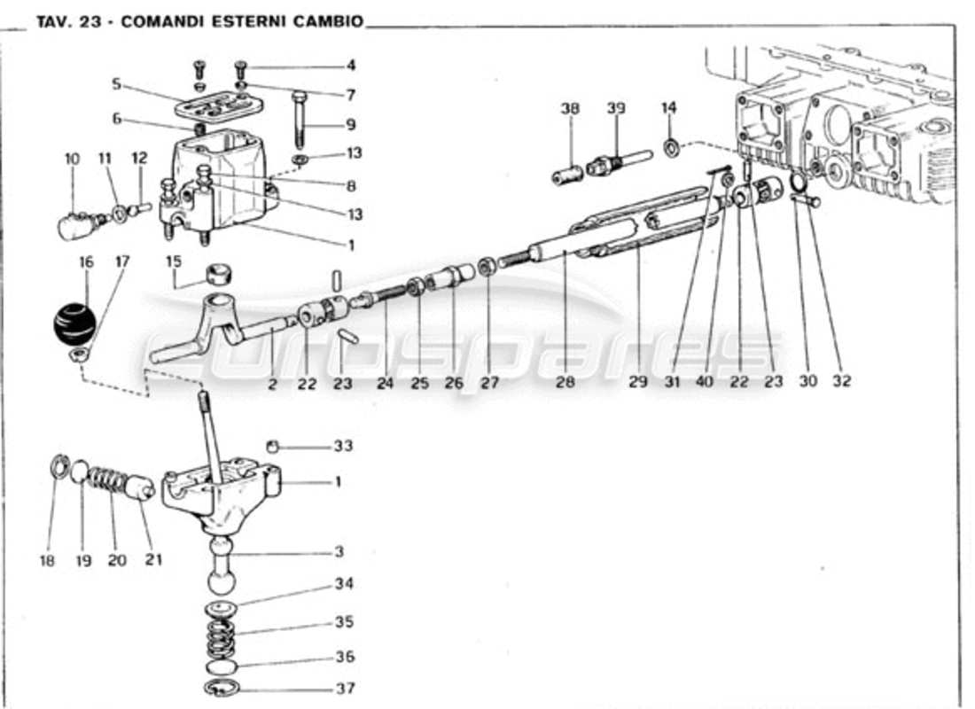 ferrari 246 gt series 1 comandi esterni del cambio diagramma delle parti