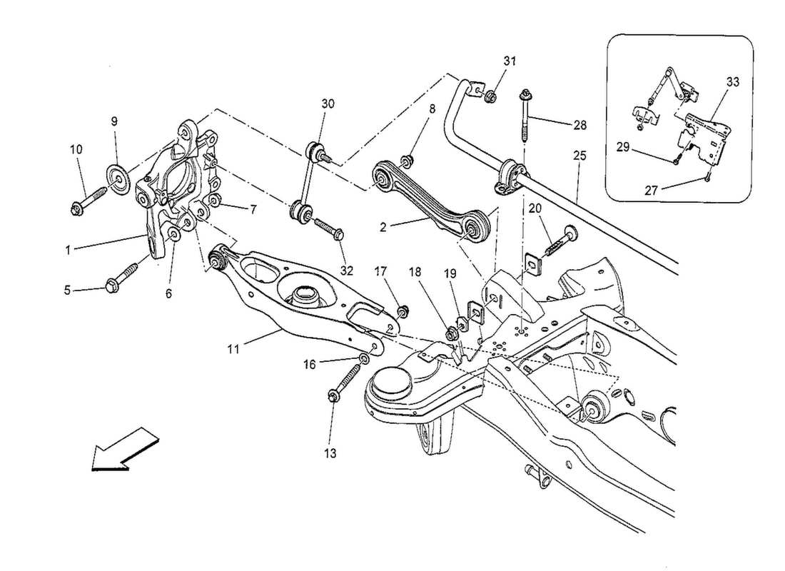 maserati qtp. v8 3.8 530bhp 2014 diagramma delle parti della sospensione posteriore