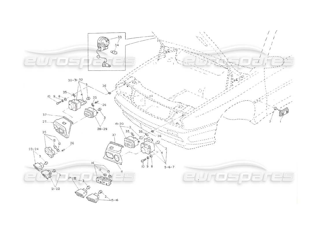 maserati shamal fari diagramma delle parti