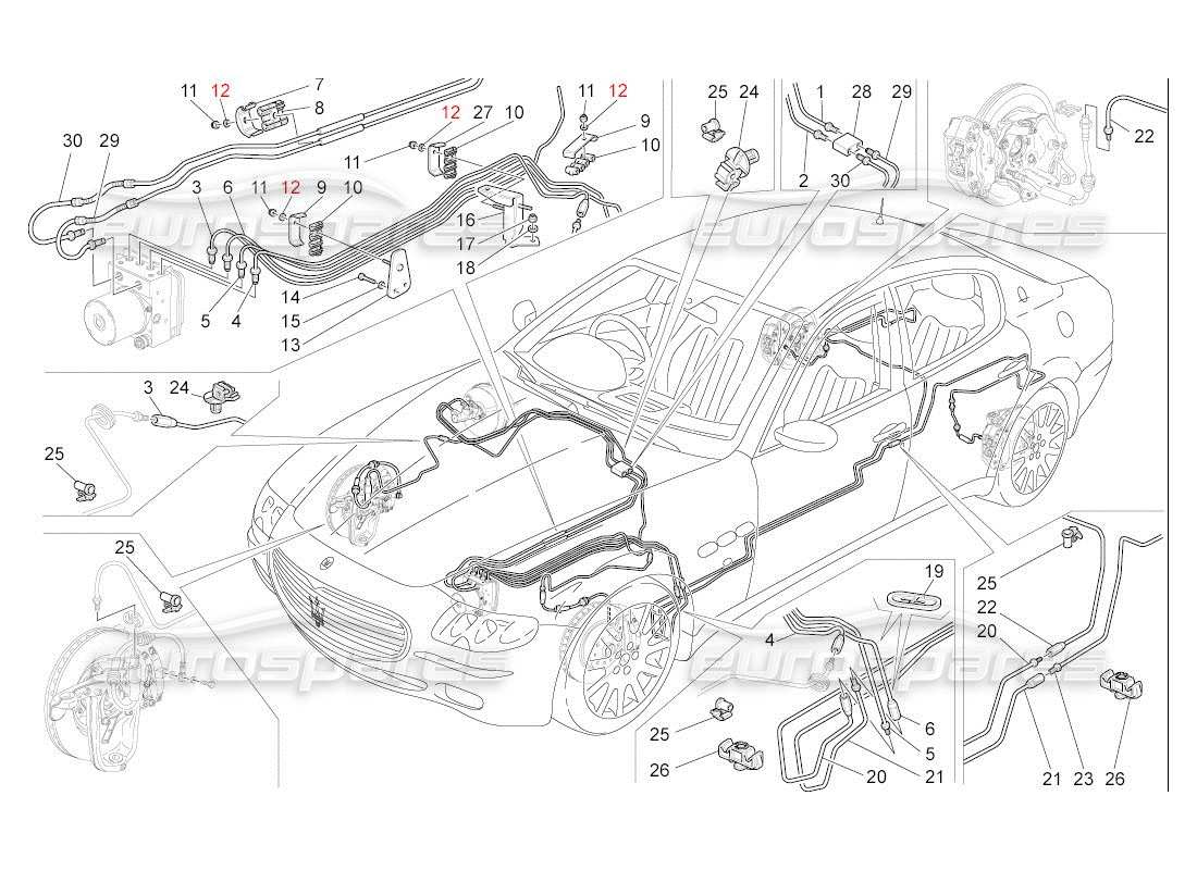 maserati qtp. (2007) 4.2 auto diagramma delle parti di linee