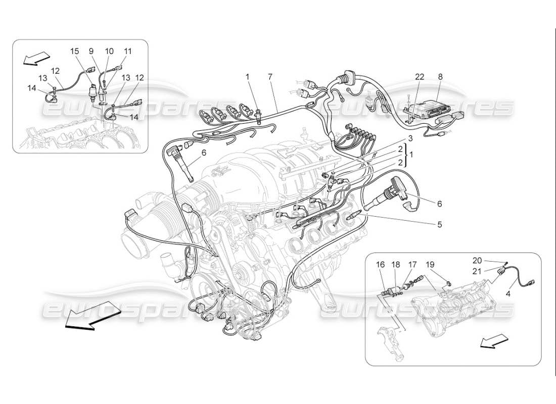 maserati qtp. (2007) 4.2 f1 controllo elettronico: diagramma delle parti di controllo dell'iniezione e della fasatura del motore