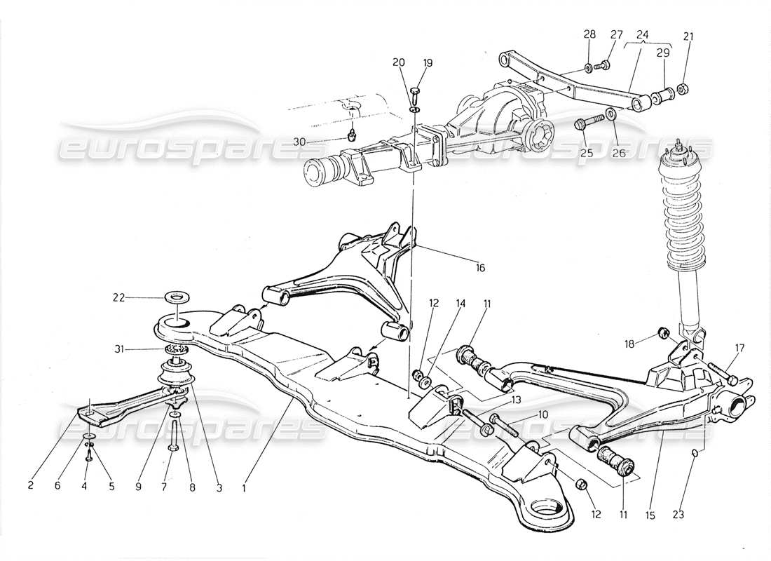 maserati 228 diagramma delle parti della sospensione posteriore