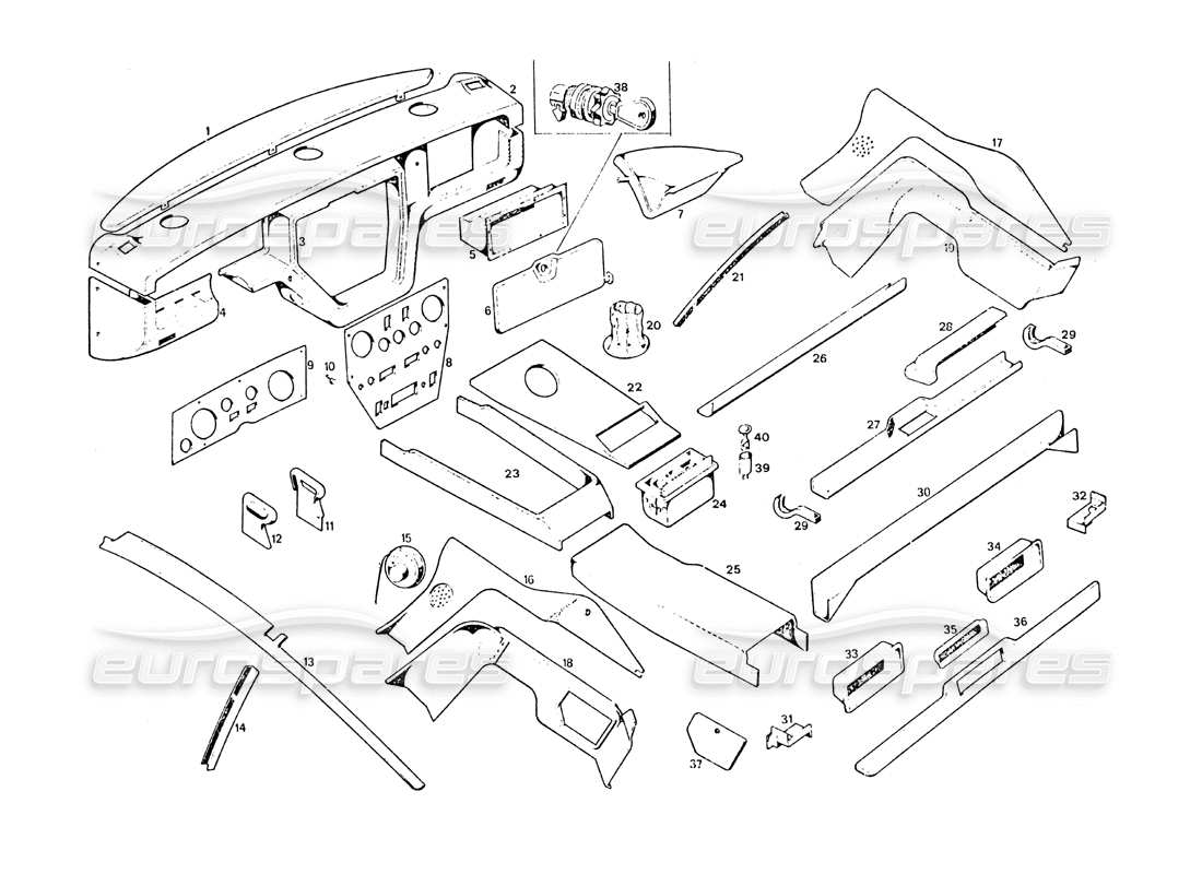maserati khamsin tappezzeria interna diagramma delle parti