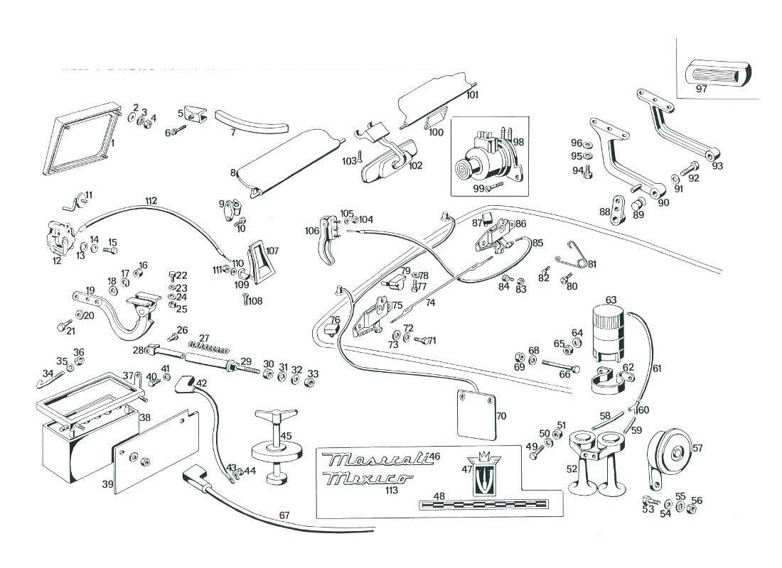 maserati mexico vano motore e bagagliaio diagramma delle parti