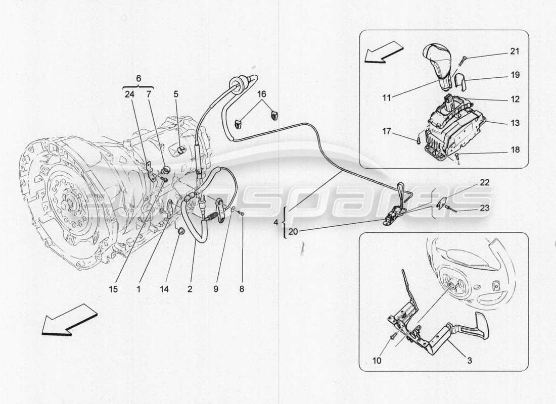 maserati qtp. v8 3.8 530bhp 2014 auto comandi del conducente per il diagramma delle parti del cambio automatico