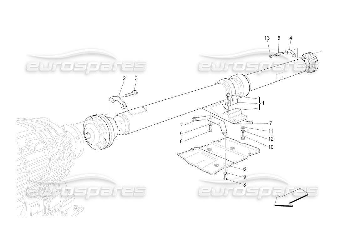 maserati qtp. (2011) 4.2 auto diagramma delle parti del tubo di trasmissione