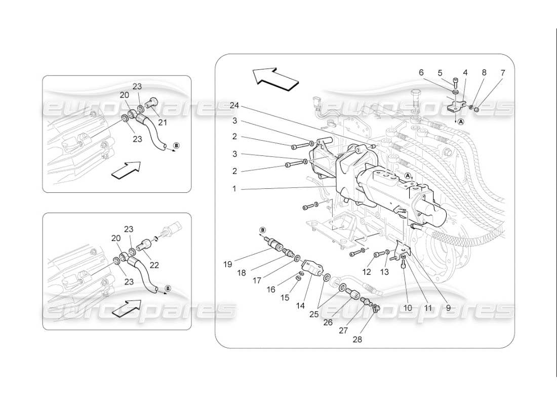 maserati qtp. (2007) 4.2 f1 parti idrauliche di azionamento per il cambio f1 diagramma delle parti