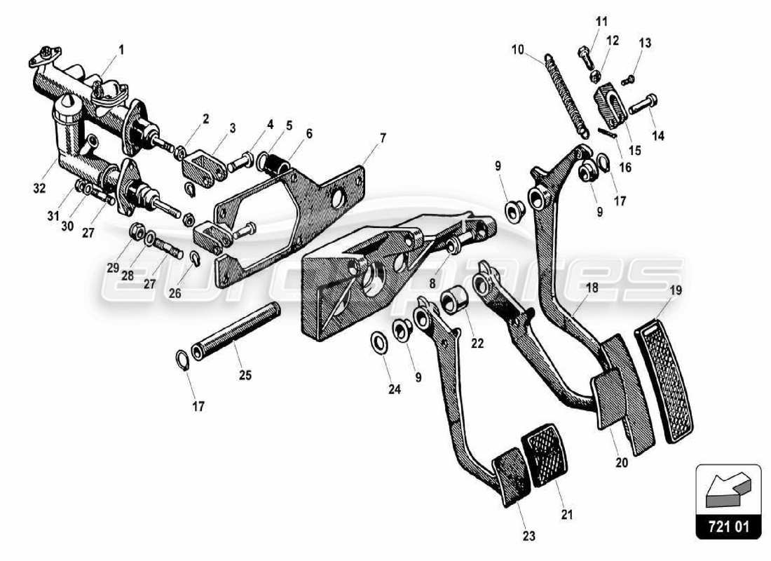 lamborghini 350 gt montaggio pedaliera diagramma delle parti