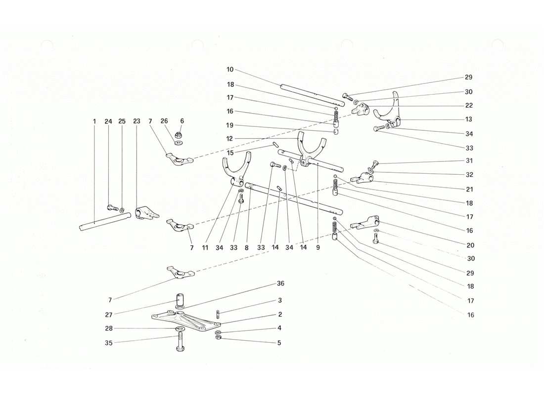 ferrari 208 gtb gts comandi interni del cambio diagramma delle parti