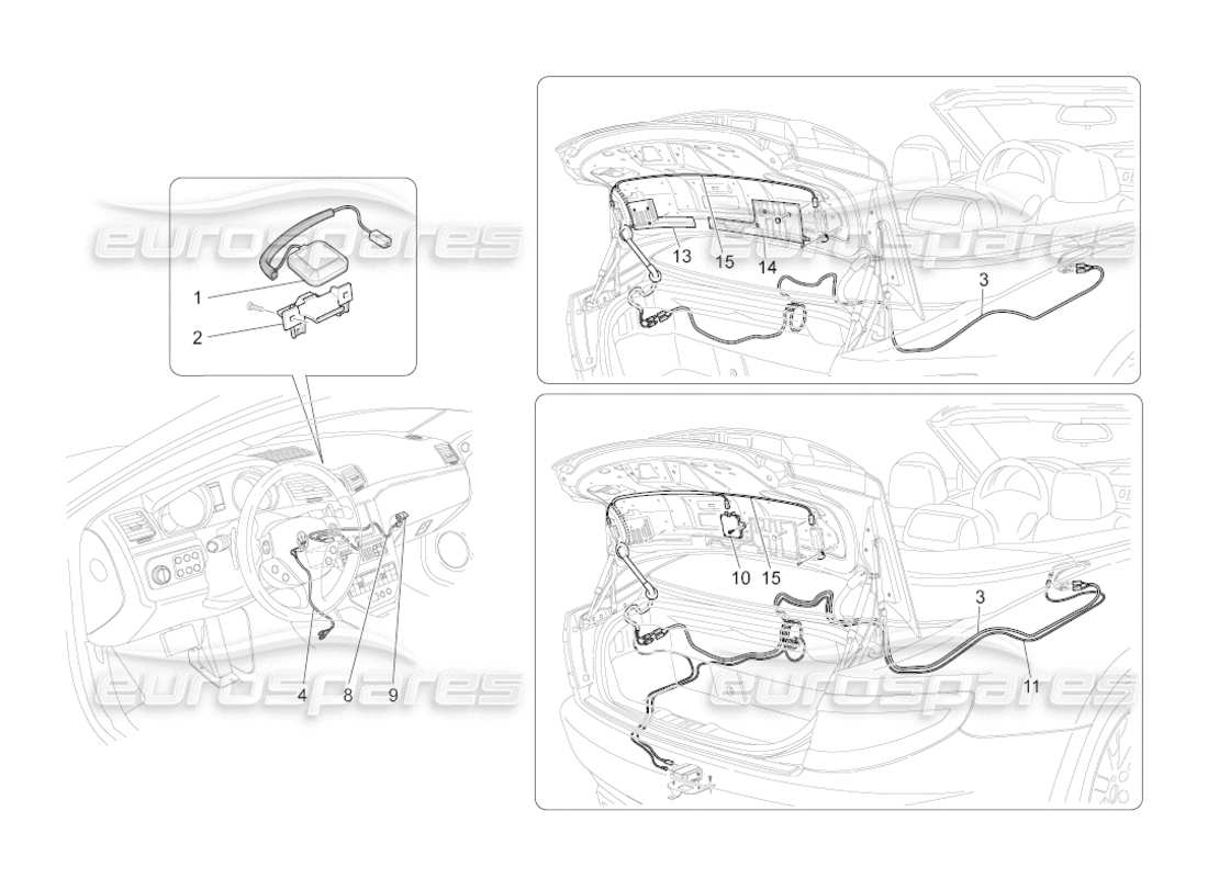 maserati grancabrio (2011) 4.7 sistema di accoglienza e connessione diagramma delle parti