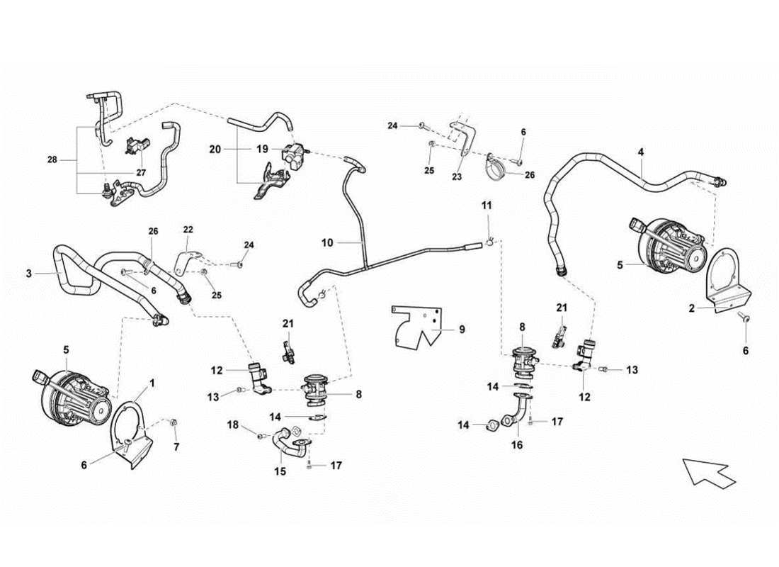 lamborghini gallardo lp570-4s perform sistema d'aria secondaria diagramma delle parti