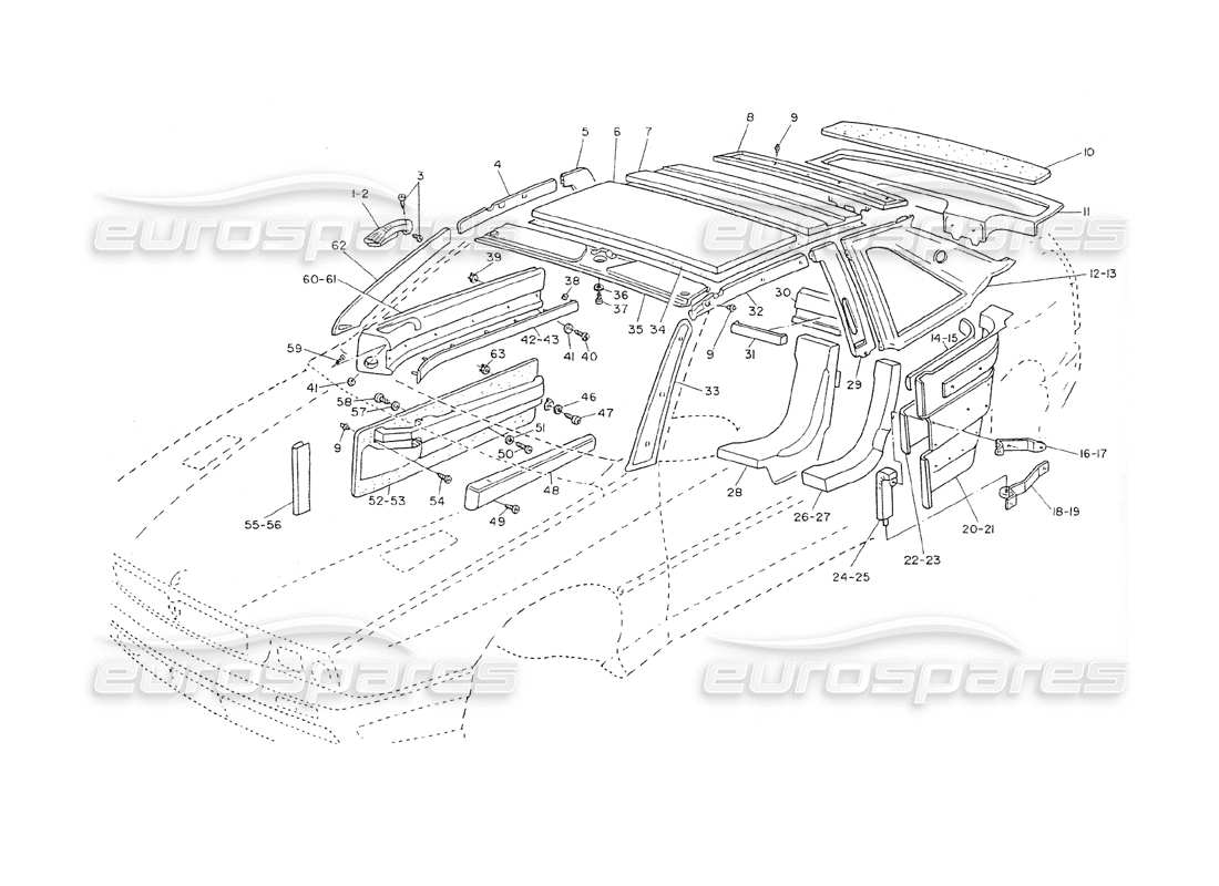 maserati shamal rifinitura interna diagramma delle parti