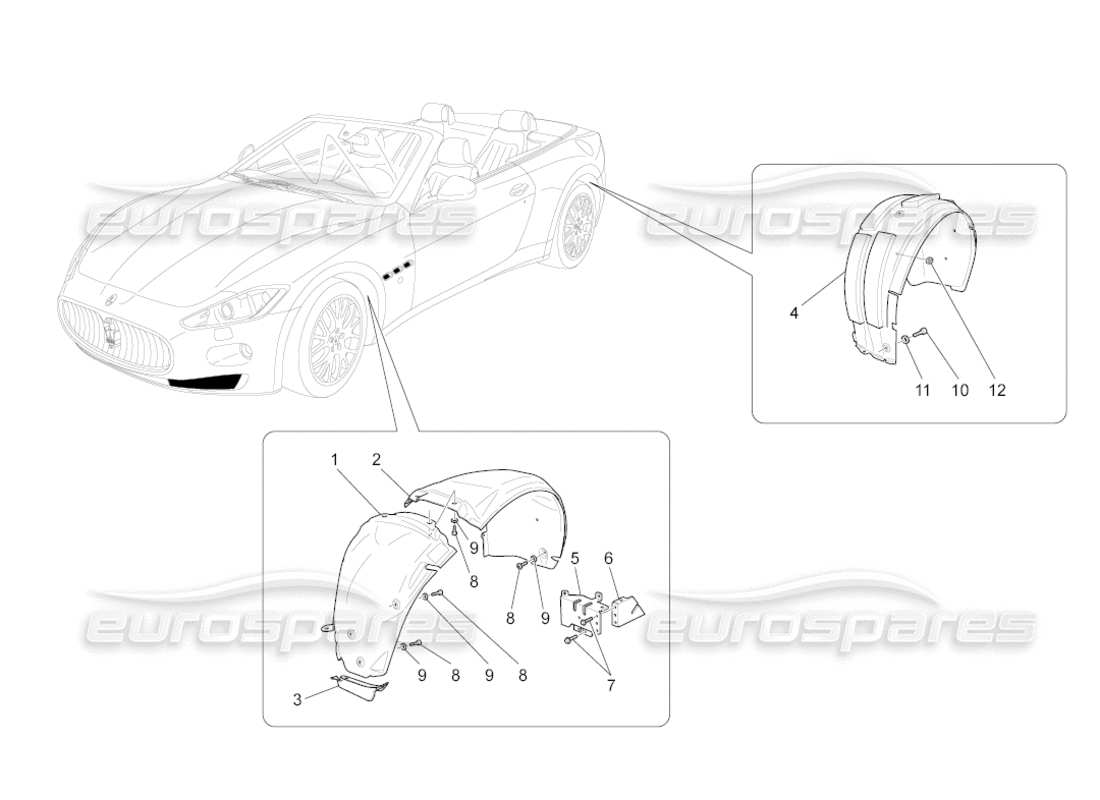 maserati grancabrio (2011) 4.7 timoneria e coperchi diagramma delle parti