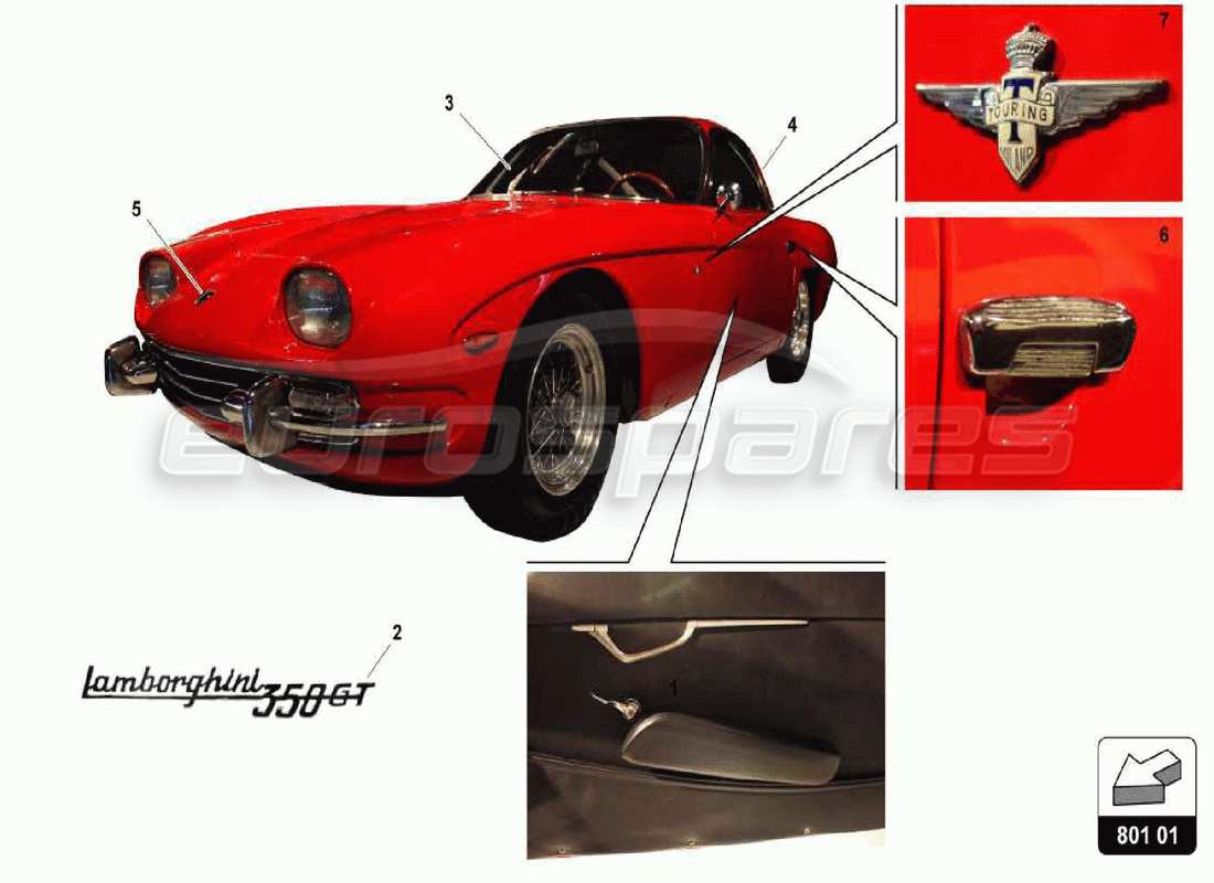 lamborghini 350 gt corpo diagramma delle parti