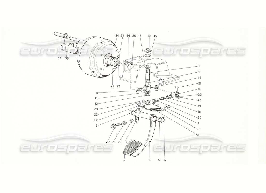 ferrari 308 gt4 dino (1976) schema delle parti dell'impianto idraulico dei freni (versione rh d).