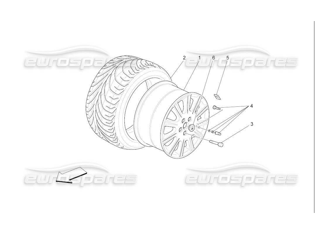 maserati qtp. (2007) 4.2 auto diagramma delle parti di ruote e pneumatici
