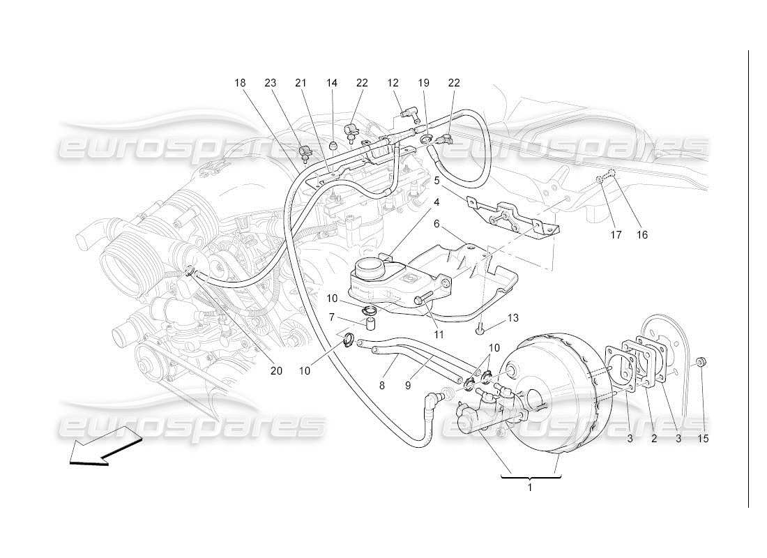 maserati qtp. (2007) 4.2 auto diagramma delle parti del servosistema freno
