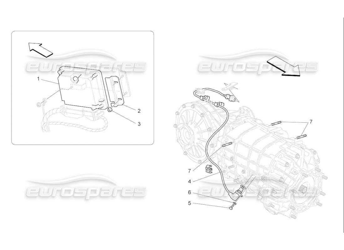 maserati qtp. (2007) 4.2 f1 schema delle parti controllo elettronico (cambio).