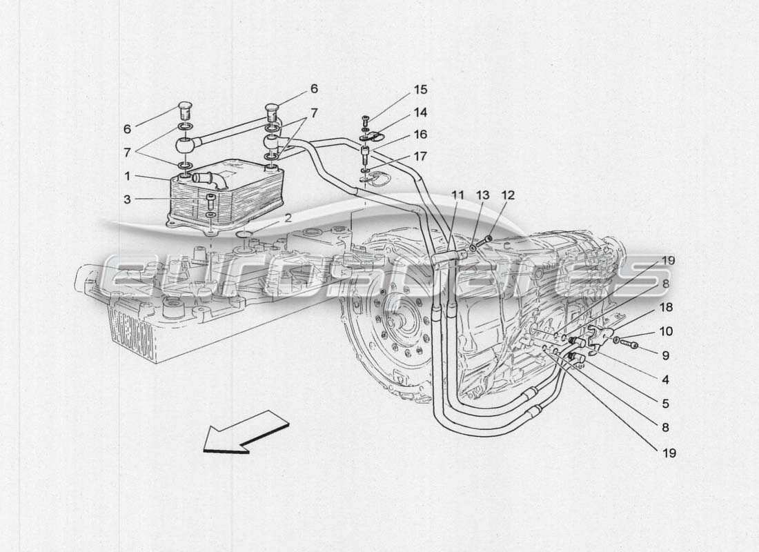 maserati grancabrio mc centenario lubrificazione e raffreddamento dell'olio diagramma delle parti