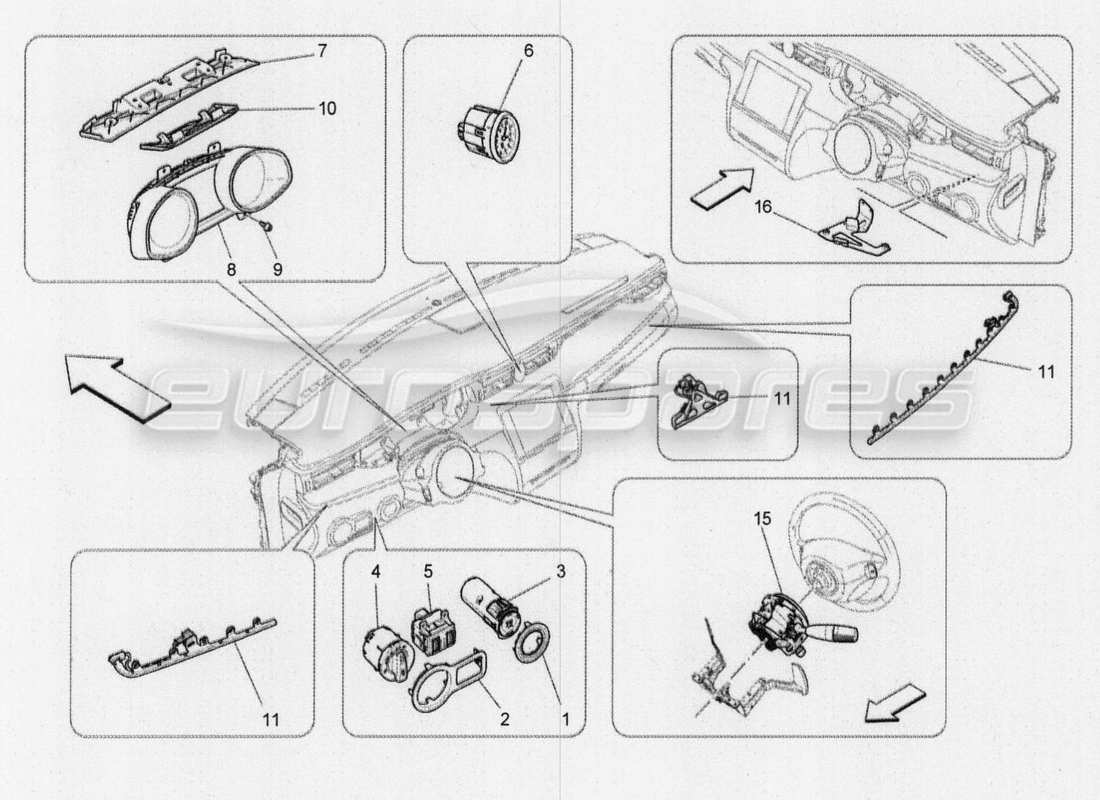 maserati qtp. v8 3.8 530bhp 2014 auto diagramma delle parti dei dispositivi del dashboard