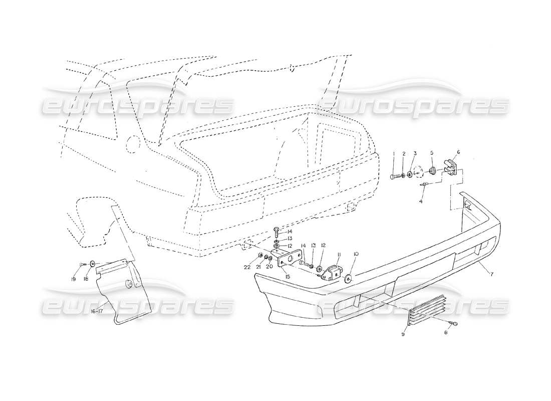 maserati shamal paraurti posteriore diagramma delle parti