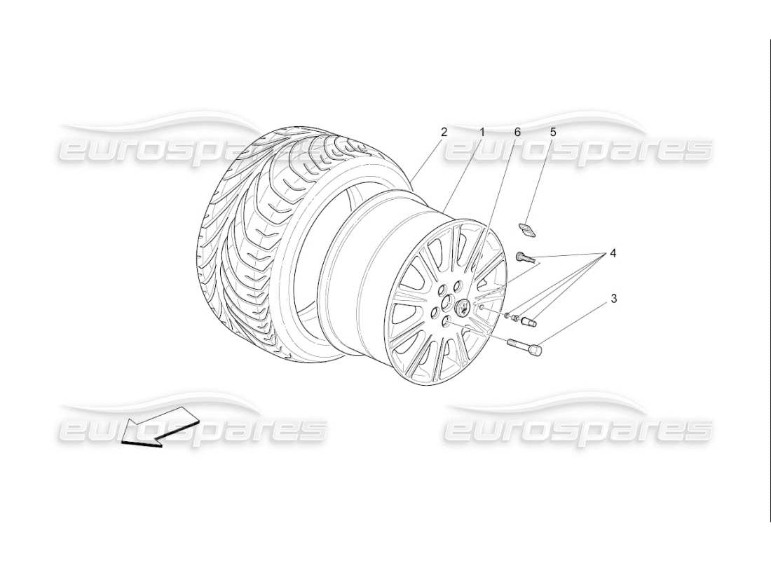 maserati qtp. (2007) 4.2 f1 diagramma delle parti di ruote e pneumatici