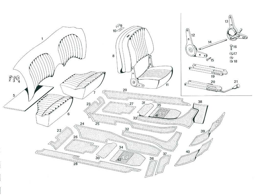 maserati mexico sedili e tappezzeria diagramma delle parti