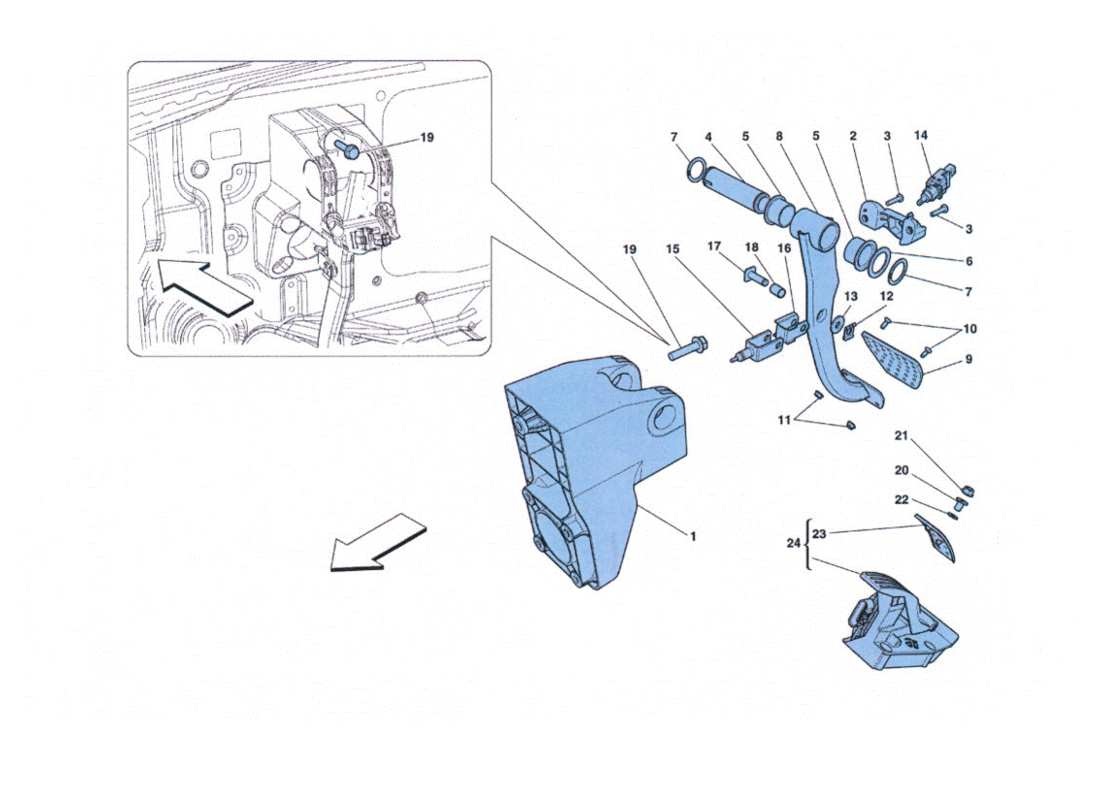 ferrari 458 challenge gruppo pedaliera completa diagramma delle parti