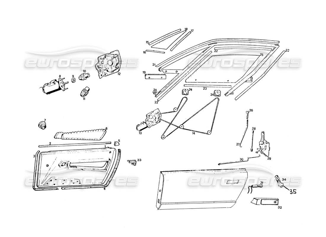maserati khamsin porte diagramma delle parti