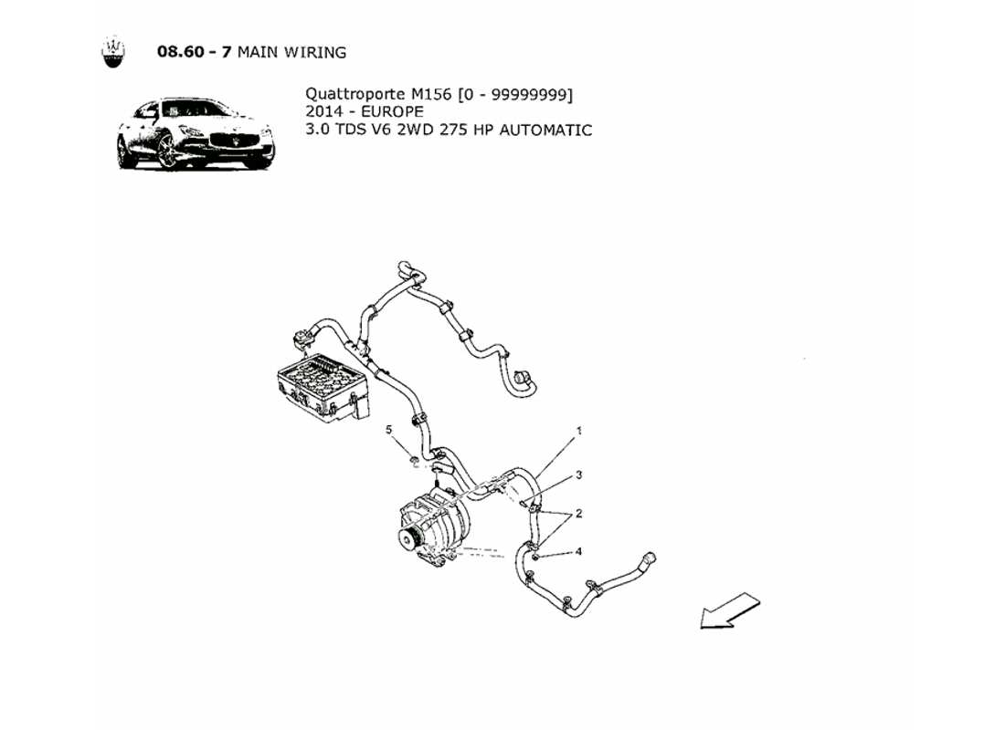 maserati qtp. v6 3.0 tds 275bhp 2014 schema delle parti del cablaggio principale