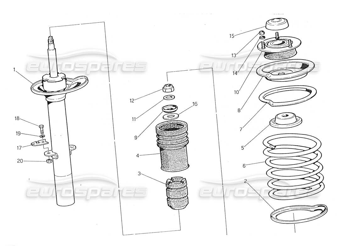 maserati 228 schema delle parti dell'ammortizzatore anteriore