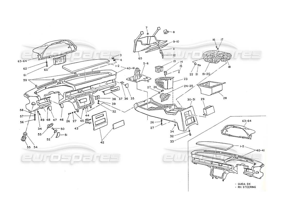 maserati shamal cruscotto e console diagramma delle parti