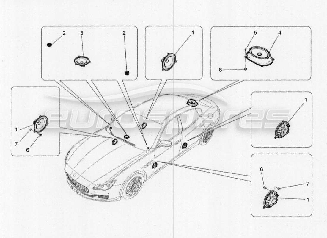 maserati qtp. v8 3.8 530bhp 2014 auto schema delle parti del sistema di diffusione del suono