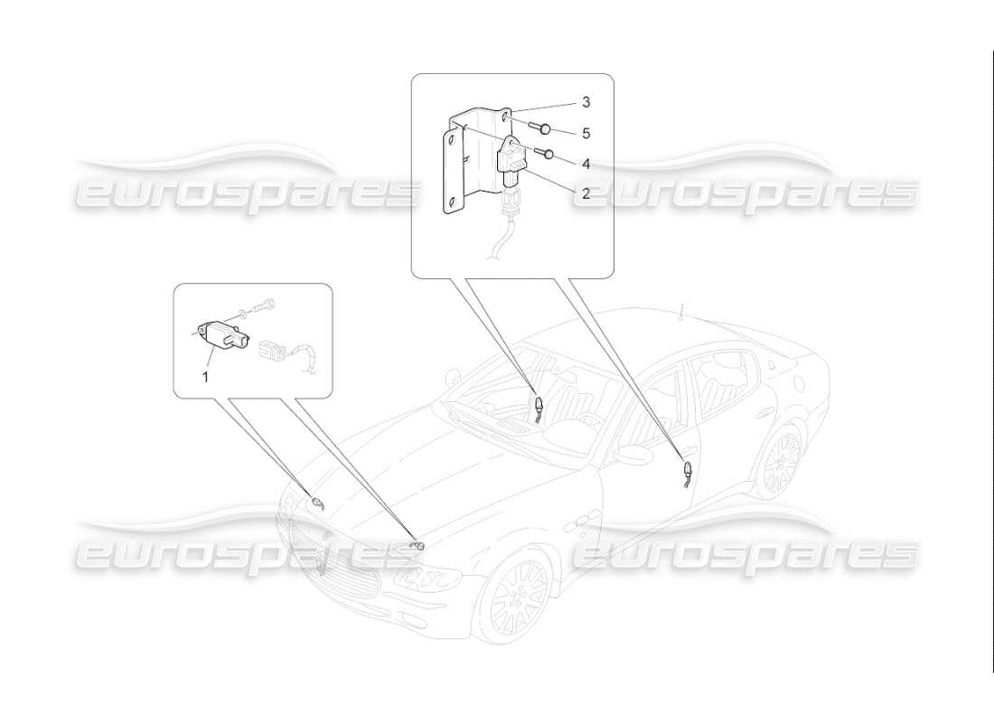 maserati qtp. (2007) 4.2 f1 diagramma delle parti dei sensori di collisione