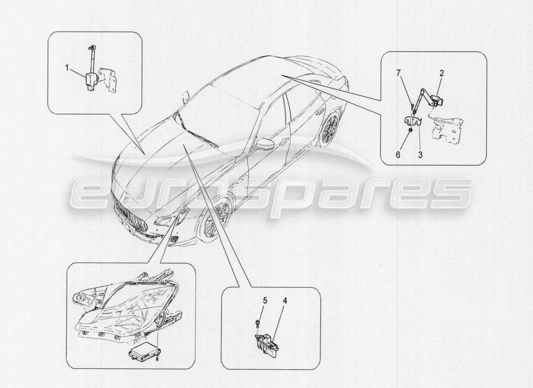 maserati qtp. v8 3.8 530bhp auto 2015 unità a c: diagramma delle parti dei dispositivi del vano motore